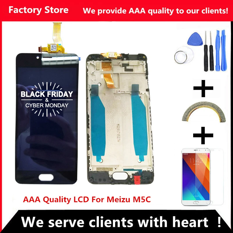 

AAA Quality LCD+Frame For MEIZU M5C/MEILAN 5C Lcd Display Screen Replacement For MEIZU M5C Digiziter Assembly