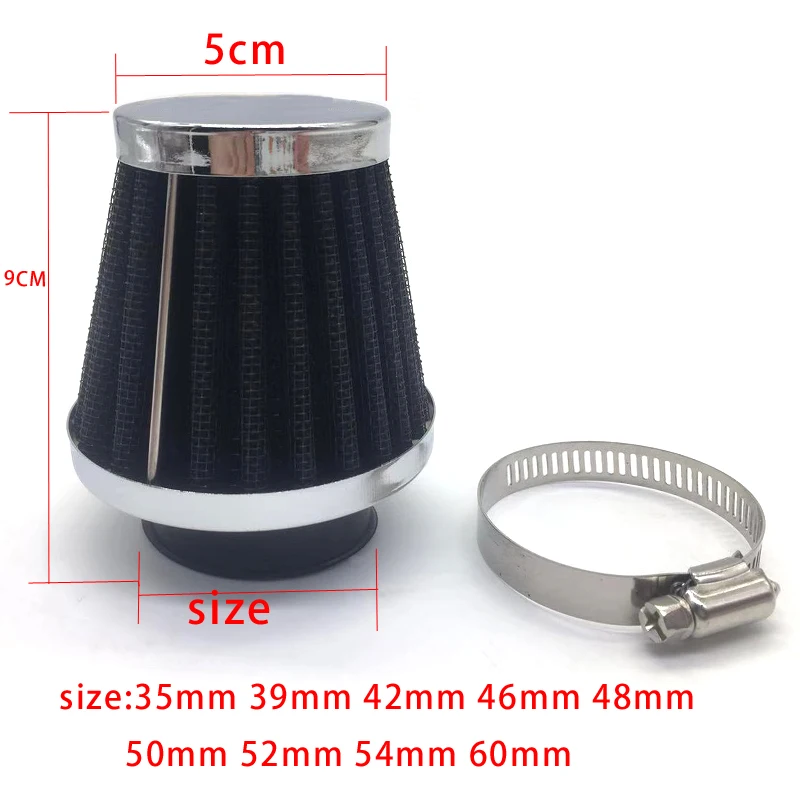 4pcs Motorcycle Universal Air Filter 60mm 54mm 52mm 50mm 48mm 42mm 39-38mm 35mm