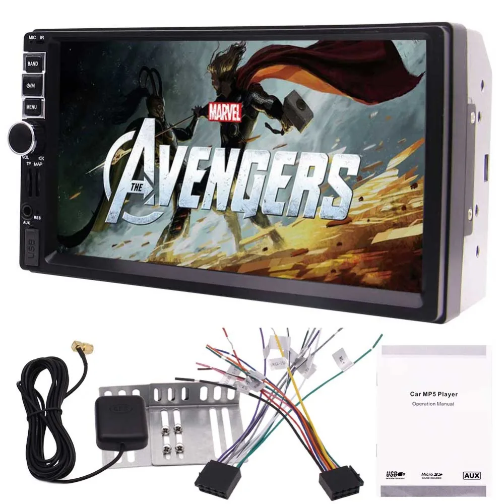 

MP3 MP4 Video Bluetooth Music Playing 7 Colorful Buttons Reverse Camera Input + Wireless Remote Contral 7 inch Double 2 din gps