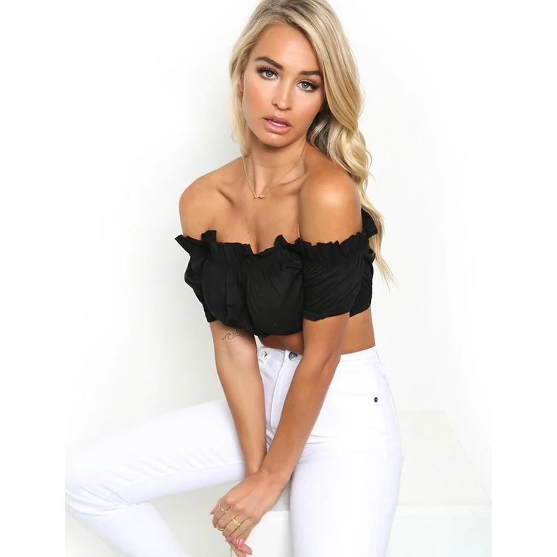 Summer Tube Top For Women Sexy Blouse Slash Neck Bra Topless Exposed Umbilical Top Summer Burst Cropped Top Women Intimates