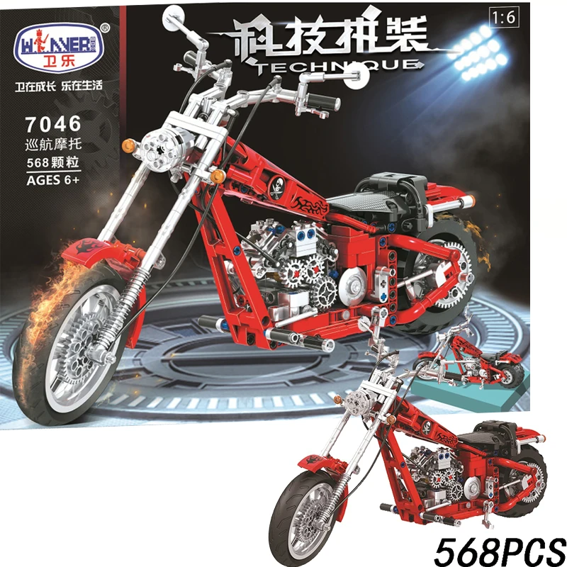 

Cruise Motorcycle 568pcs Legoings Technic MOC Vehicle Creator City Building Blocks Bricks DIY Model Toys for children boy Gifts