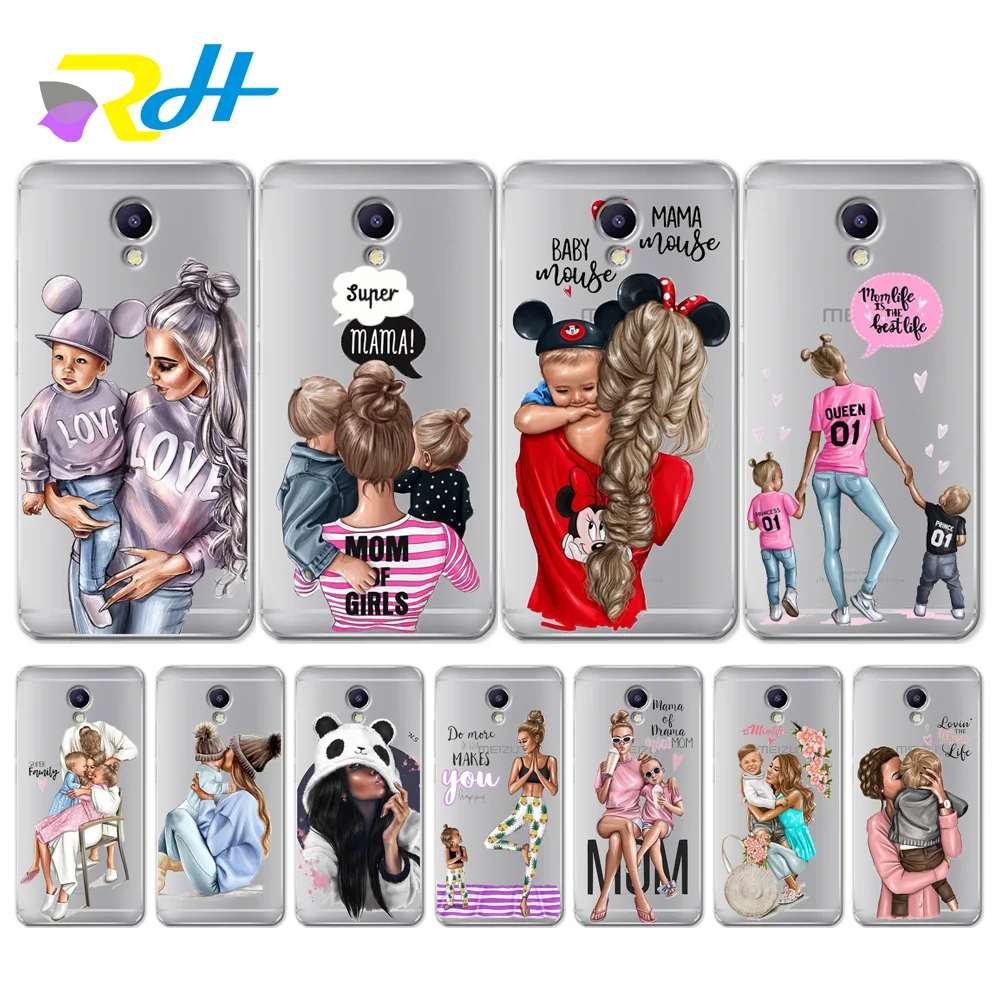 Чехол Etui для Meizu U10 U20 M5 Note M5C M3C Pro 6 M3S Max M5S M6 M3 Модный чехол мамы с черными и