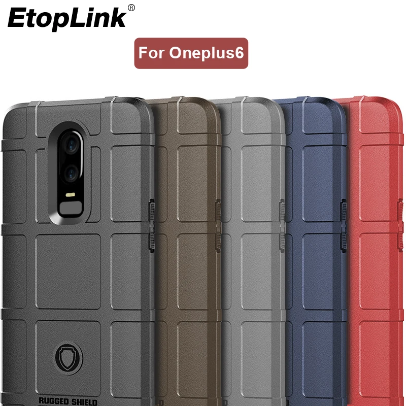 cheap EtopLink New Phone Cover for One plus Anti Shock for Oneplus 6 Cases protection Carbon fiber Case anti fall Cell Phone Case