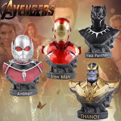 

MARVEL COMICS COLLECTIBLES THANOS FIGURINES AVENGERS BUST STATUES IRON MAN Anime Figure Collectible Model Toy