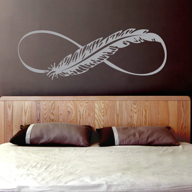 

YOYOYU Art Vinyl wall sticker Feather Infinity Sign Removeable Boho Bedroom Car Window Room Decorative Decal Poster ZX143