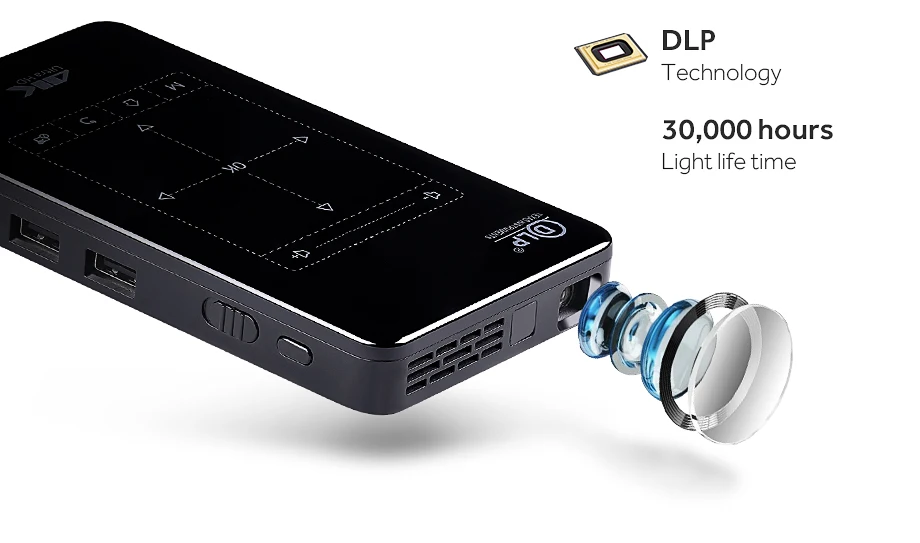 Мини-проектор P09 P9 D7(память 2G+ 16G опционально) Встроенный Android wifi, аккумулятор 4000 mAH, HDMI портативный проектор с поддержкой 4 K, 1080P