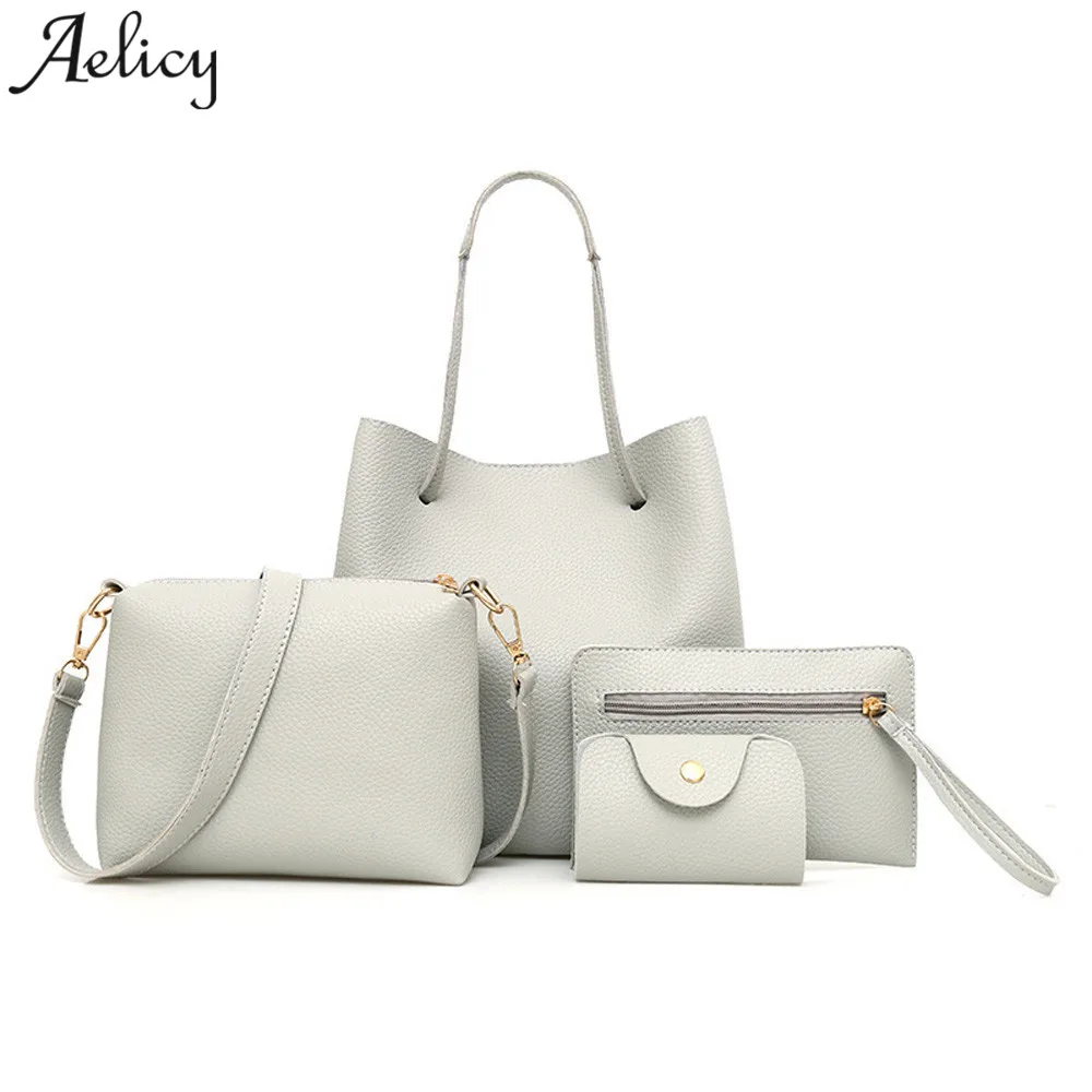 Aelicy 3 مجموعات مركب حقيبة كبيرة قدرة حمل حقيبة الأزياء الكتف crossbody حقيبة صغيرة محفظة جلدية حقيبة الإناث مخلب خمر