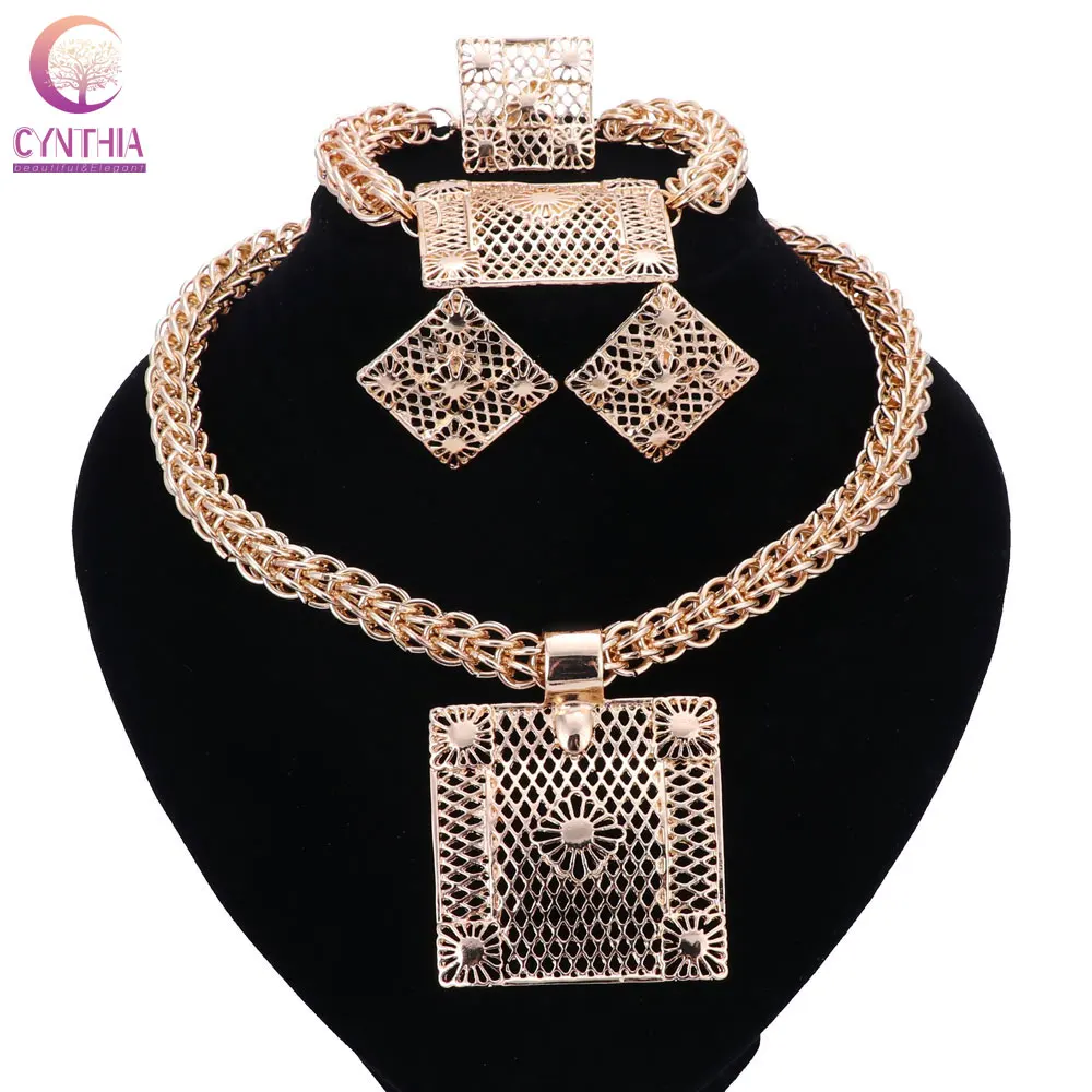 Buy High Quality Fashion Gold Color Elegant Wedding Bridal Luxury Jewelry Sets