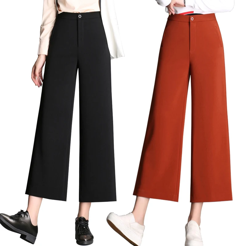 

OL Style New Formal Pants Women Work Wear Office Career Ankle-Length Straight Pant Ladies Hight Waist Trousers E78