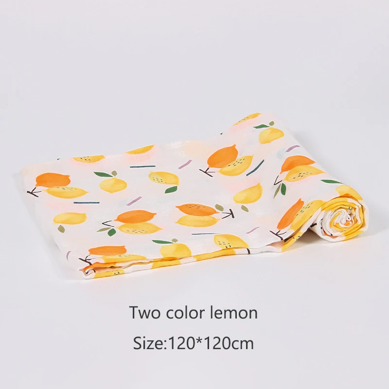 120*120 см новорожденный обернутый бамбуковый муслин салфетки пеленки одеяло кактус Фламинго Детские Банные полотенца Детский Пеленальный марлевые полотенца - Цвет: Two color lemon