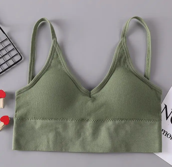 Elegant Cotton Bra Sexy Lingerie Comfortable Wire Free Underwear Women Summer Bras Seamless Bralette Crop Top Soutien Brallete - Цвет: Green