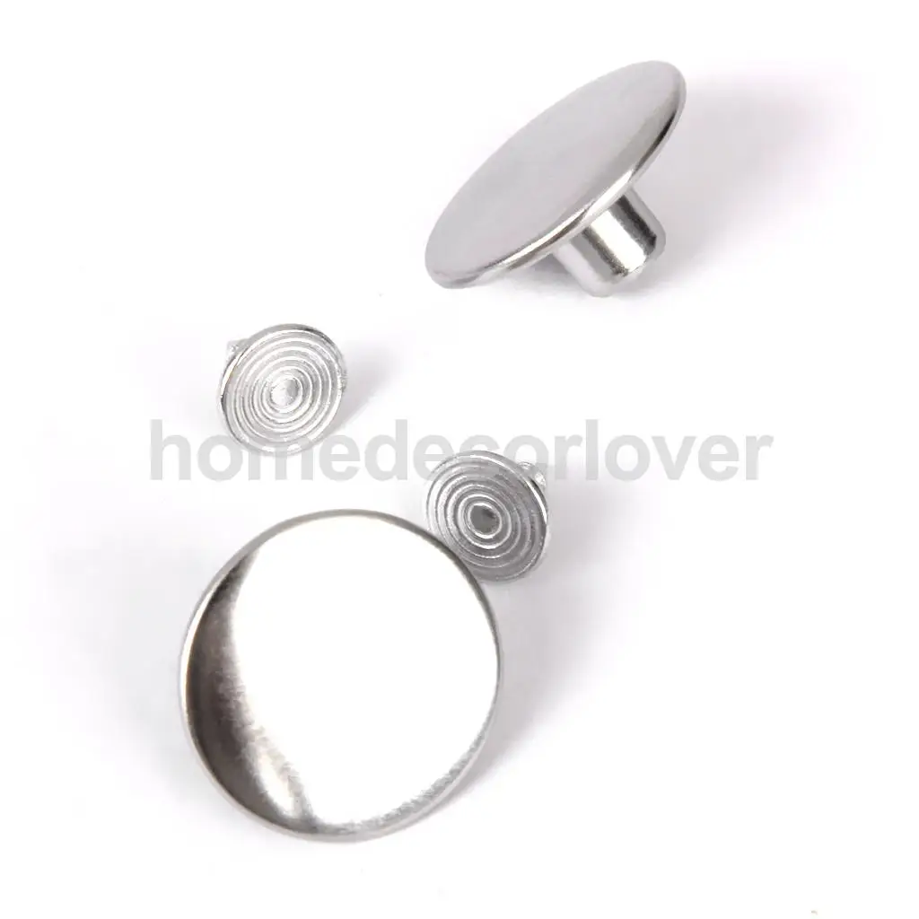 

6 Set 20mm Denim Jeans Craft Buttons Stud Hammer On No Sew Silver DIY Repair