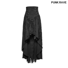 Готическая вышивка Асимметричная Лолита вечеринка сексуальная Длинная юбка причудливый дворец Высокая Талия Кружева цветок юбки Панк RAVE Q-313