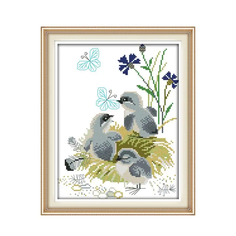 

Birds and butterflies simple modern Chinese characteristics sewing decorative cross stitch wholesale birds hanging painting