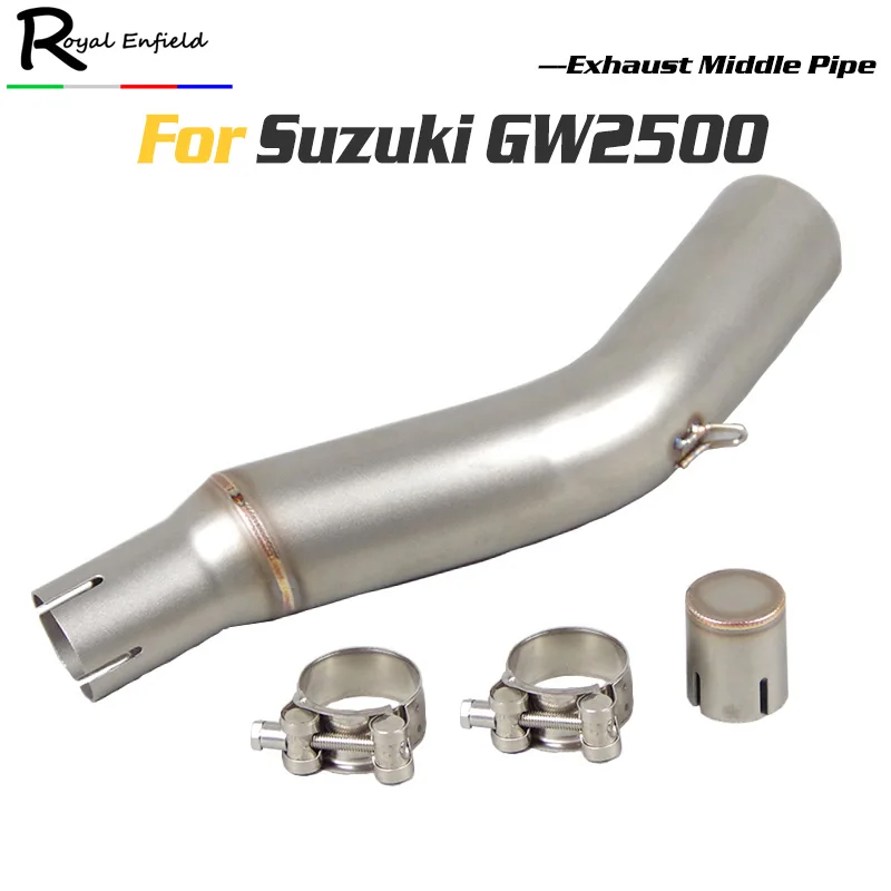 

GW250F slip-on Motorcycle Exhaust Middle Link Pipe section adapter stainless steel tip escape pipe For Suzuki GW250