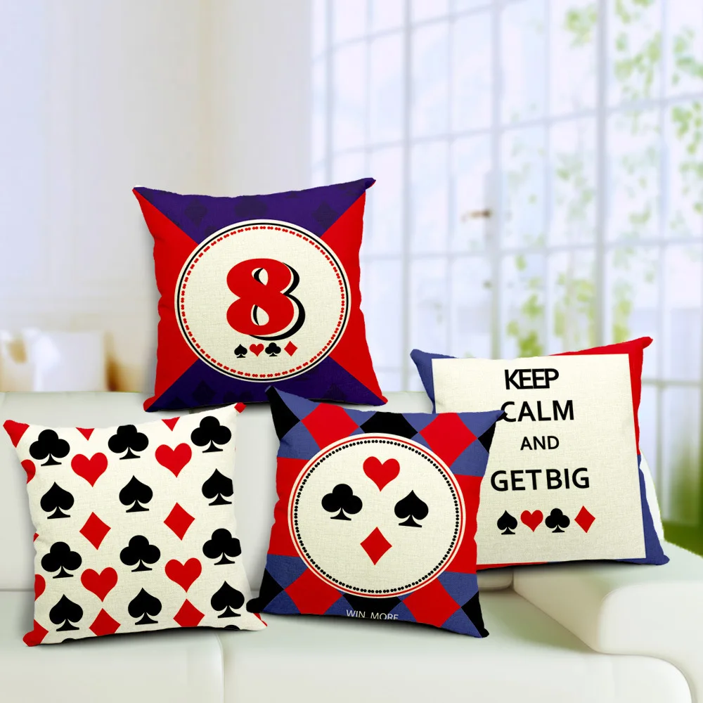 Playing Cards Poker Decorative Throw Pillow Case Cushion Cover 45cm