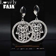 Хамса рука из нержавеющей стали Кристалл женские серьги-гвоздики серебро цветная серьга ювелирные изделия acero inoxidable joyeria mujerr E612748