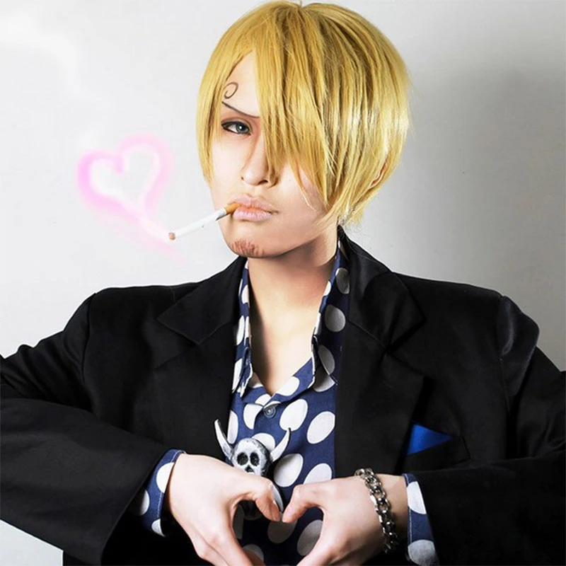 Anime One Piece Sanji Blonde Short Straight Synthetic Hair Cosplay Wig Kida Masaomi Cos Party Wigs Wigs Online Wig Storewigs For African American Women Aliexpress
