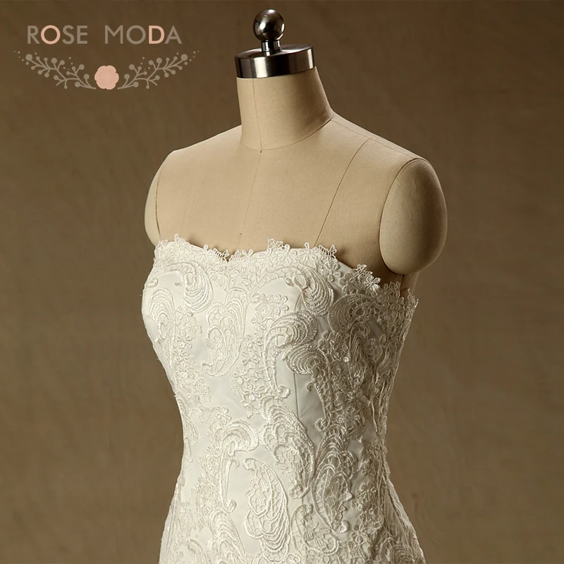 Роза Мода без бретелек Русалка свадебное платье кружева свадебное платье es реальные фотографии на заказ