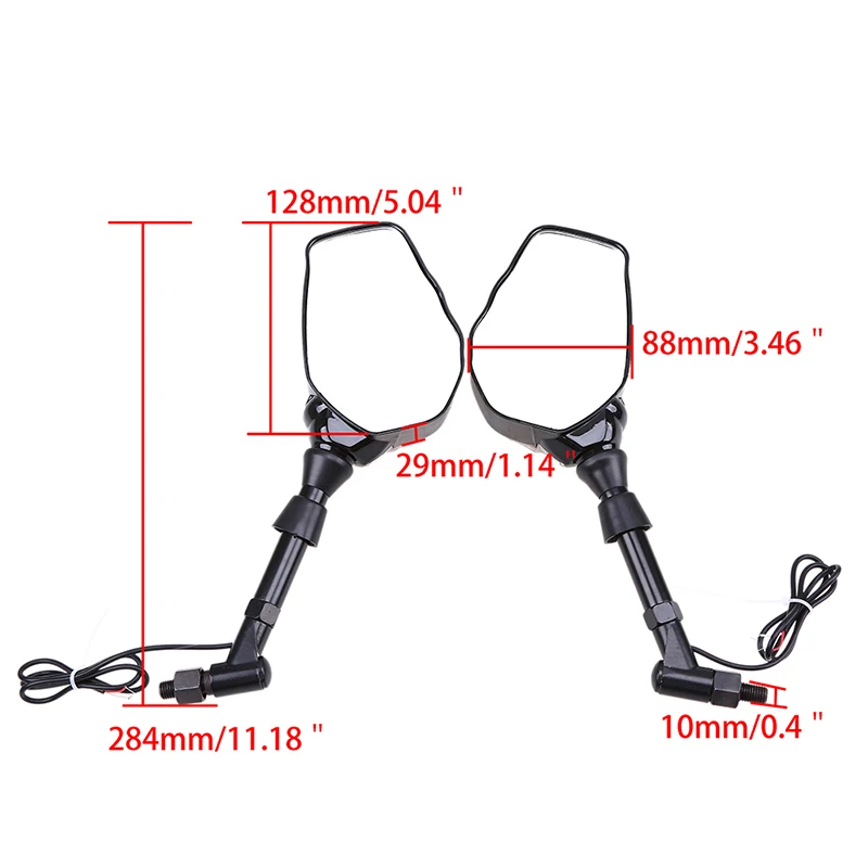 POSSBAY 8 мм 10 мм Универсальное зеркало мотоцикла с светодиодный указатель поворота заднего вида для Honda Haley Suzuki скутер боковые зеркала