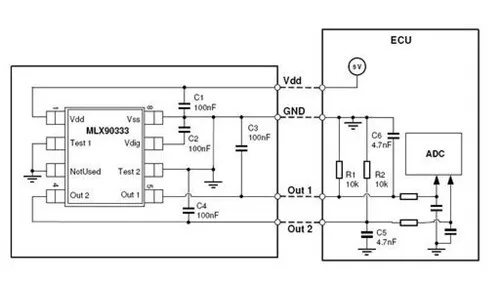 MLX90333 макетная плата, 8-pin SOIC 8, аналоговый выходной модуль датчика/электронный компонент