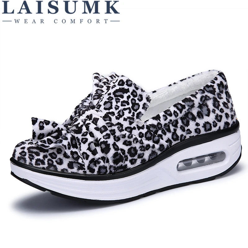 

LAISUMK Autumn Shoes For Women Rocking Shoes Breathable Wedge Womens Platform Lazy Soft Increase Personality Femme Shoes