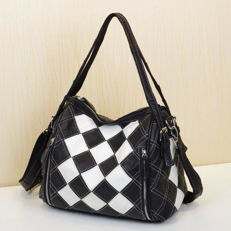 2016 trend bags casual unique black and white plaid personalized bag one shoulder cross body ...