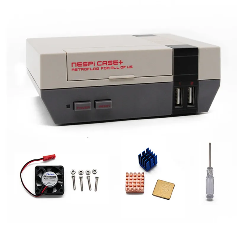 

New DYI Video Game Console RETROFLAG NESPI Case+ With Heatsink and 4 Pin Cooling Fan Compatible With Raspberry Pi 3B+ 3B 2B