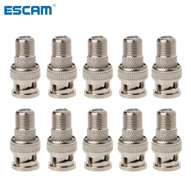 

ESCAM 10Pcs/Set BNC Male Plug To F Female Jack Coax Connector Adapter For CCTV Camera