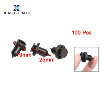 

X Autohaux 100Pcs Auto Interior Push In Expanding Screw Plastic Rivets Black For 10Mm Hole