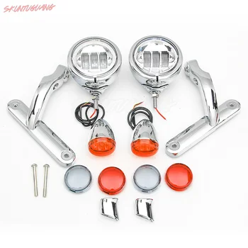 

4.5 Inch LED Fog Light Passing Light Match Housing Bucket Auxiliary Fog Lamp Bracket Turn Signal Light For Harley Road King