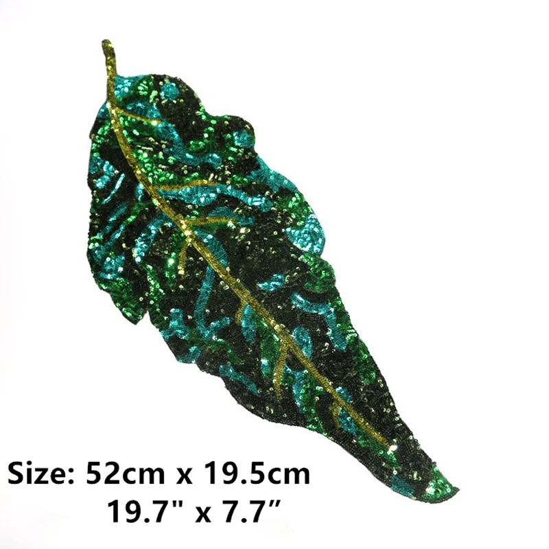 Модные нашивки с блестками и листьями папоротника, вышитые бисером, аппликация с растениями, нашивки для одежды, Аппликации, Parches Bordados Ropa