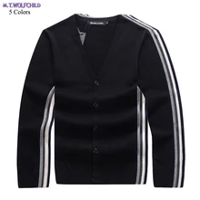 Осенние мужские с длинным рукавом v-образным вырезом трикотажные свитера хлопок сплошной цвет мужской вязаный кардиган пальто Модные мужские тонкие Топы