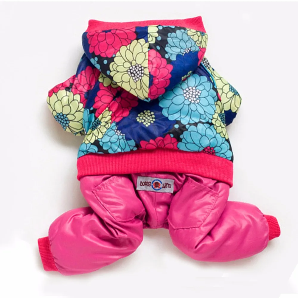 

New Rose Flower Brand Puppy Dog Jumpsuit for small Chihuahua Teddy Toy Poodle Yorkshire Winter Warm Pet Dog Tracksuits Clothes