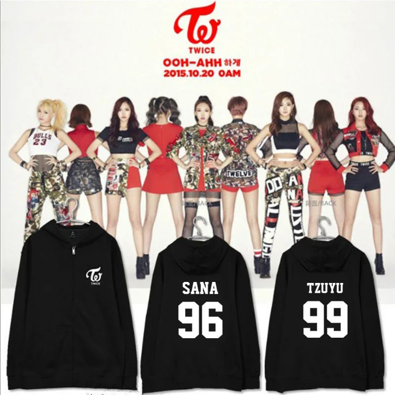 

K-pop TWICE Sweatshirts Yu Ding Yan Ping Jing Tao MOMO Zhou Ziyu Sana Mina with the hooded spring and autumn coat kpop