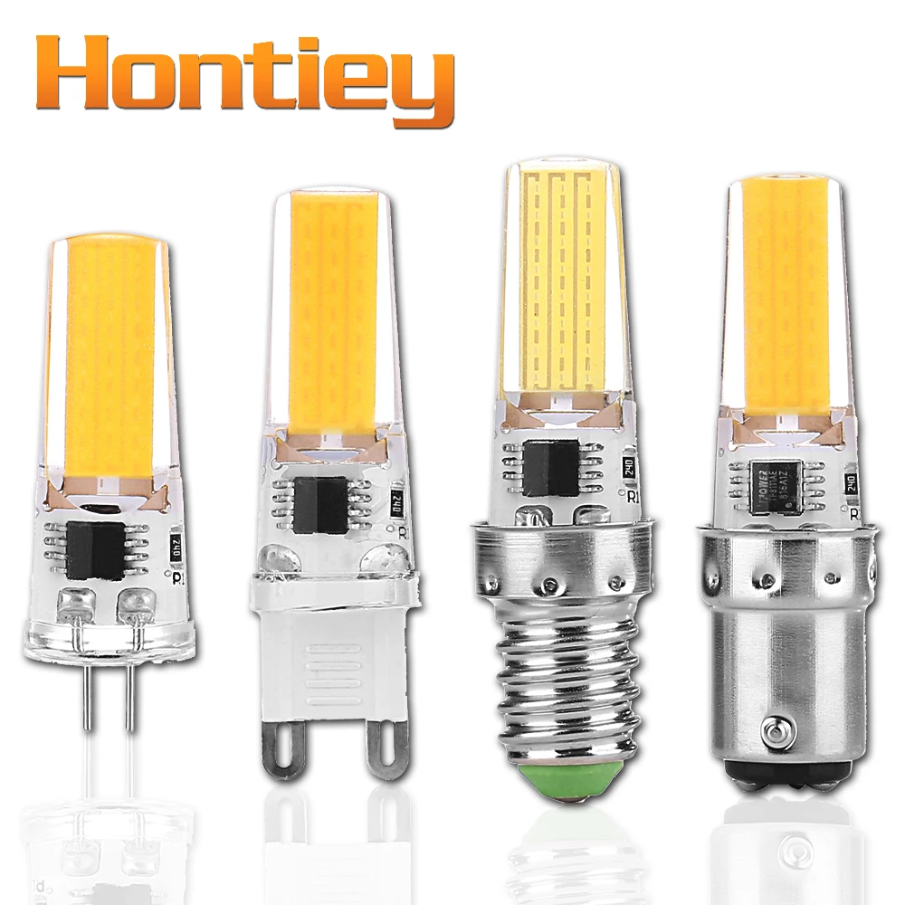 Hontiey COB LED G4 G8 G9 BA15D 220 В 110 в мини-лампа силиконовая хрустальная люстра галогенный прожектор швейная машина с регулируемой яркостью