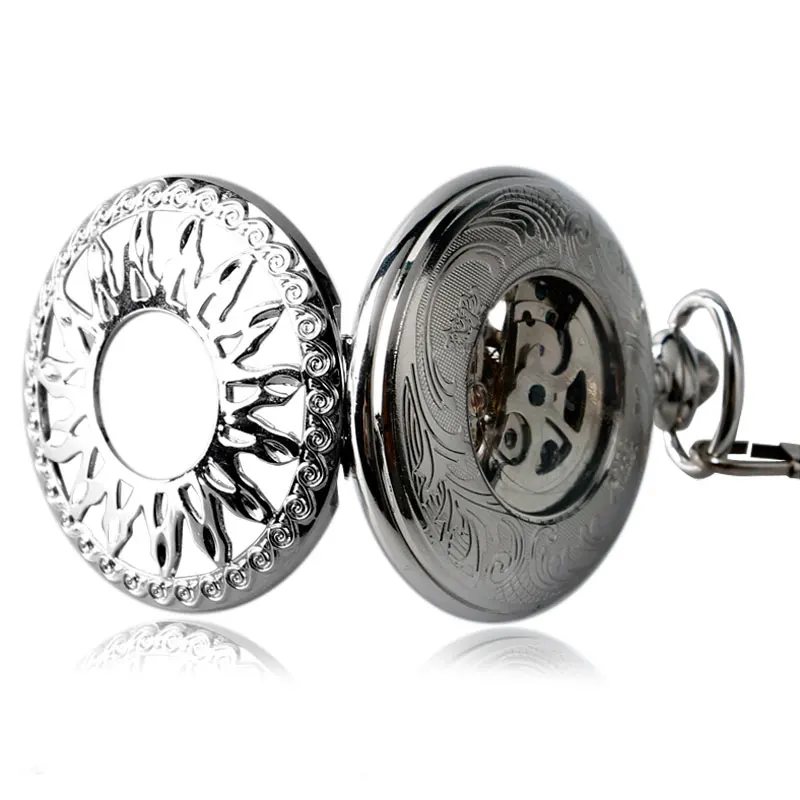 Часы для кормящих, автоматические механические стимпанк брелок ожерелье стильные полые Солнцезащитные карманные часы с автоматическим подзаводом для женщин и мужчин Рождественский подарок