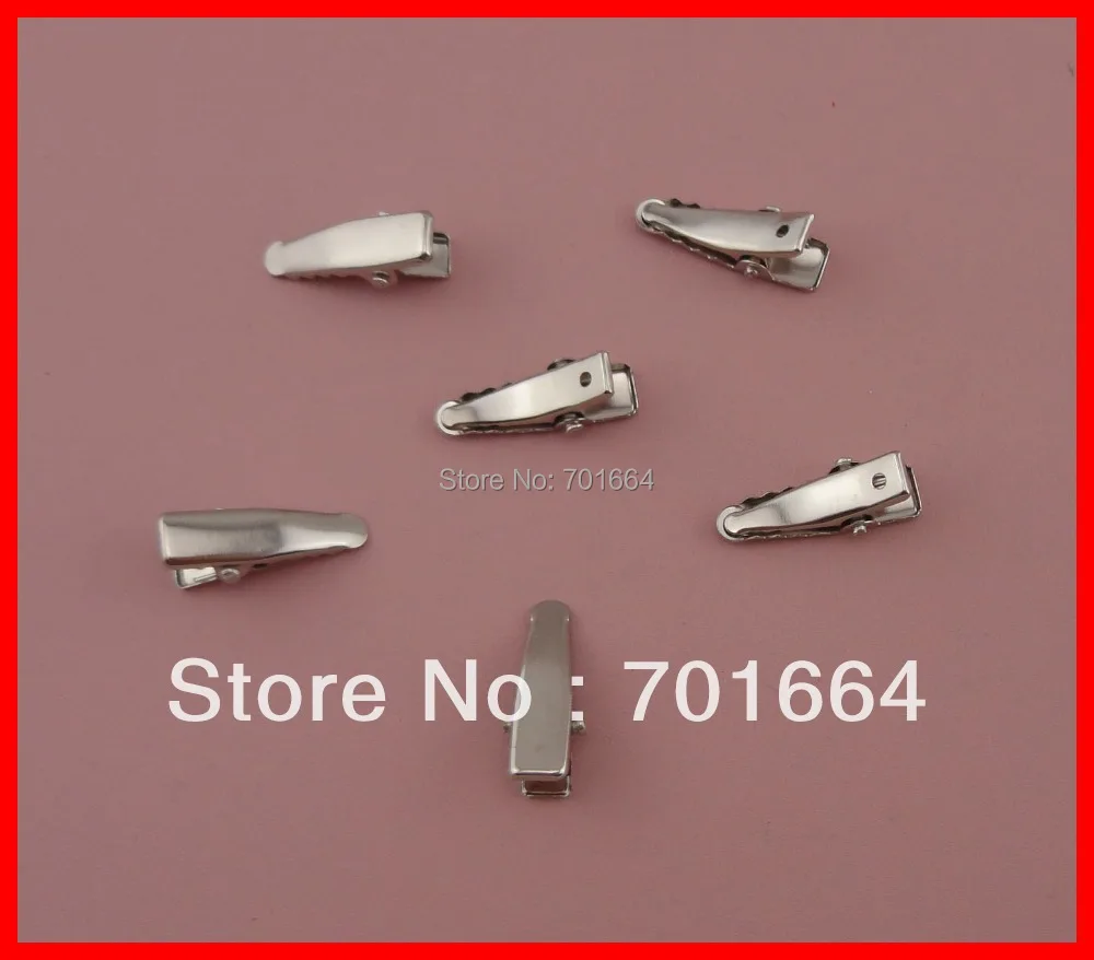 

100PCS Silver Finish 2.5cm 1.0" mini single prong plain Metal Alligator Clips with teeth and hole for DIY hair accessories