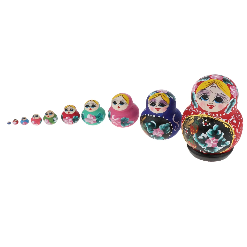 MagiDeal 10x Colorful Russian Nesting Doll Babushka Matryoshka Stacking Doll Kids Children Fun Toys