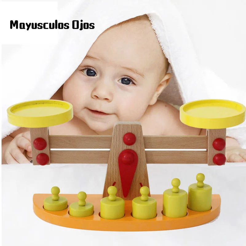 

ZH 1PC Wooden Scales Educational Toys Enlightenment Early Learning Baby Balance Games Practice Plus & Minus