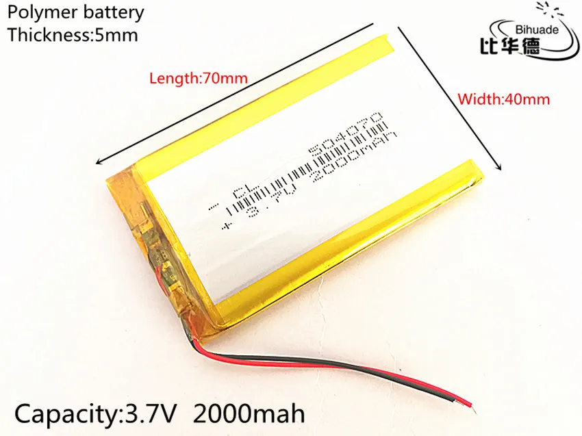 Литровая энергетическая батарея 504070 3,7 V литий-полимерная батарея 2000 mah переговорный 504270 gps Автомобильный регистратор данных