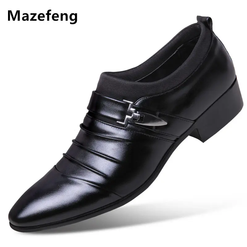 Mazefeng/Мужские модельные туфли в английском стиле; деловые туфли на Плоском Каблуке с ремешком и пряжкой; дышащая мужская официальная обувь; мужские свадебные туфли