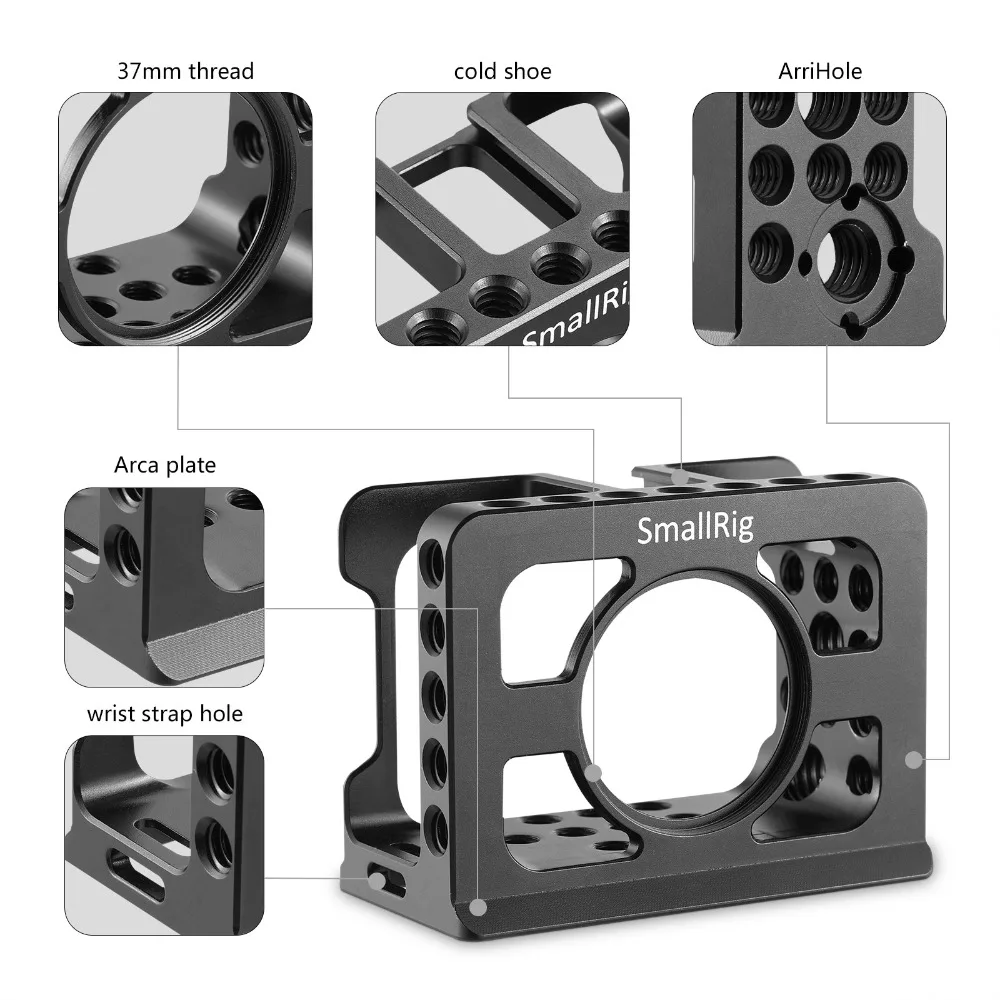 SmallRig RX0 Camera Cage for Sony RX0 Protective with 1/4 3/8 Thread Holes Build-in Arca Swiss for tripod quick release 2106