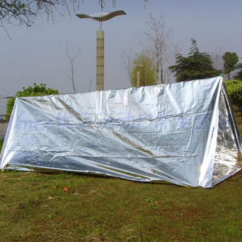 

Waterproof Disposable Outdoor Military Survival Emergency Rescue Space Foil Thermal Blanket First Aid Sliver Curtain