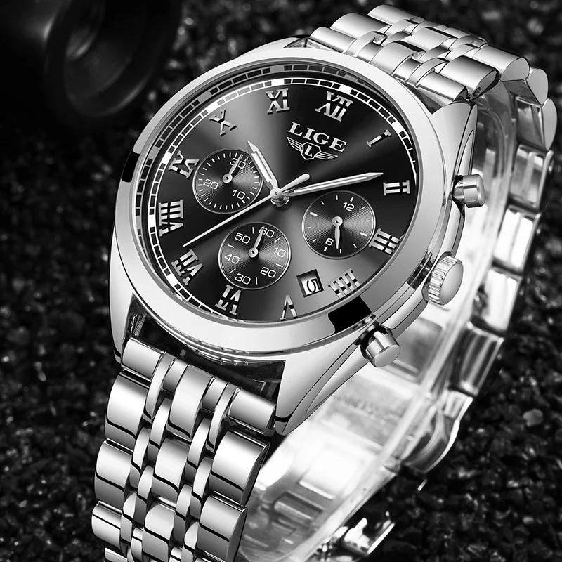 

LIGE Men's Watch Top Brand Luxury Quartz Watch Men's Casual Fashion All Steel Date Waterproof Sports Watch Relogio Masculino