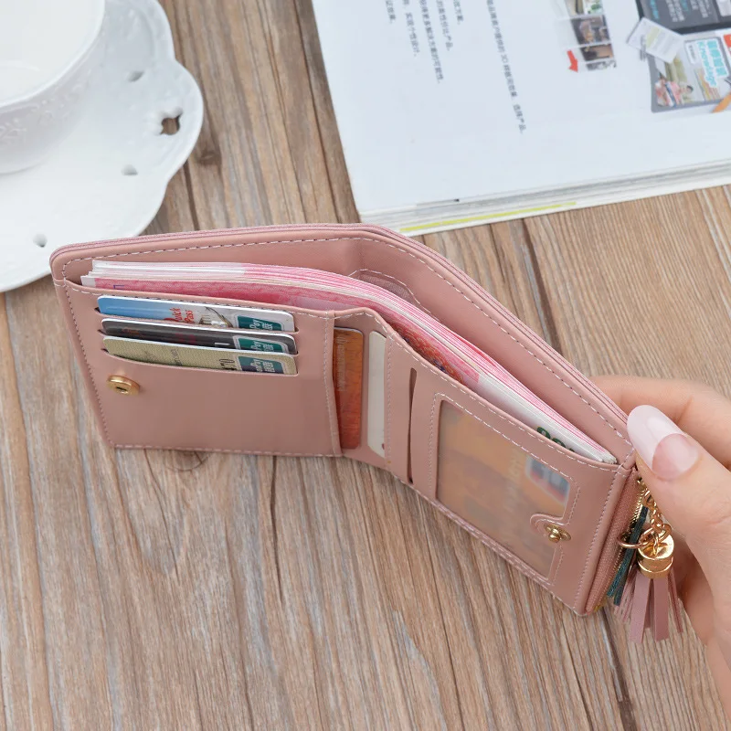 Женские кошельки маленькая мини-сумка для денег женская короткая сумочка на молнии с бабочкой и бахромой кредитный держатель для карт кошелек для монет Carteira