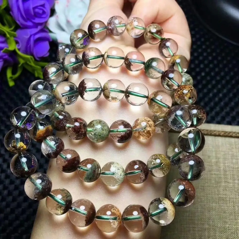 Free Shipping Natural Crystal Bracelet Phantom Ghost Quartz 10mm AAAin Bracelets & Bangles from