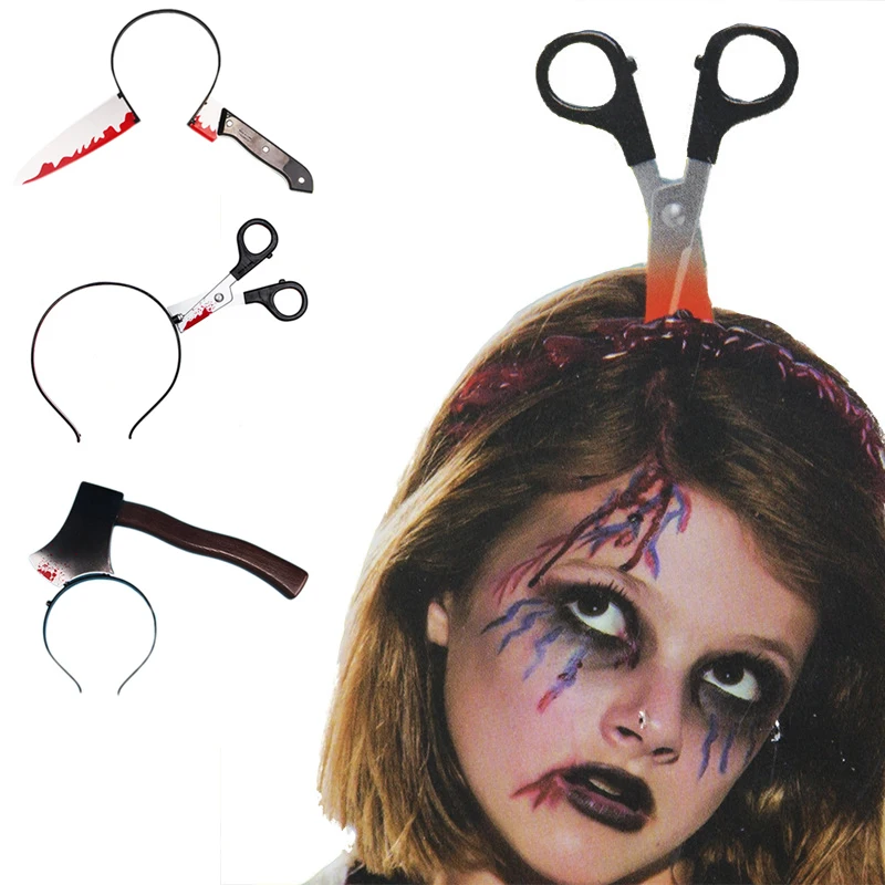 

Halloween Funny Horror Terrible Performance Props Can Pass Through Head Novelty Toy Saws,Axes And Knives Cosplay Party Supplies