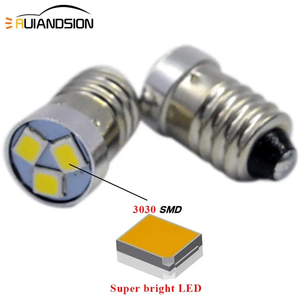 2x1 5 W 3V 6V 12VDC E10 база 3030 светодиодный обновленная лампа замена для фар Фонари фонари