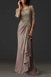 Vestido novia 2018 скромное вечернее платье Элегантный кружево Формальные арабские платья для вечеринок с одежда длинным рукавом мать невесты